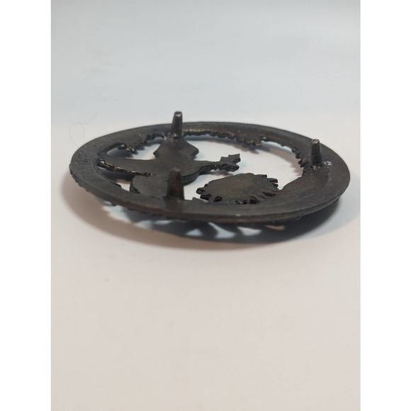 Vintage Rawcliff Pewter Poinsettia Holly Bird Potpourri Lid 1993 with Bonus Jar - Picture 3 of 3